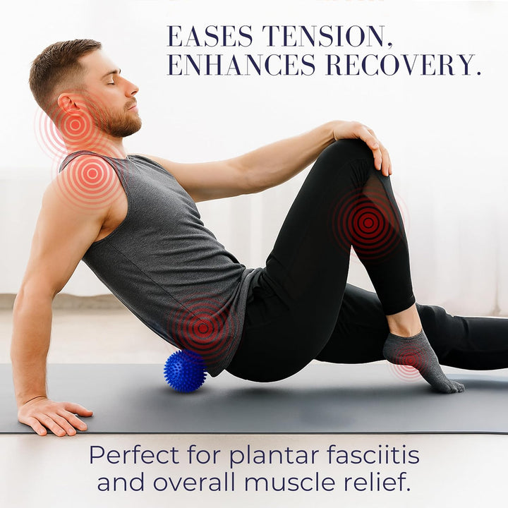 Soft Spikey Massage Ball for Deep Tissue, Trigger Point & Myofascial Release – Foot, Glutes & Back Massage – Plantar Fasciitis & Physio Ball – 10Cm, Blue