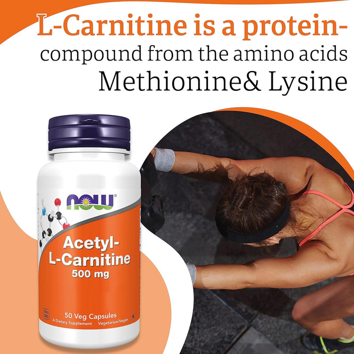 Foods, Acetyl-L-Carnitine, 500Mg, 50 Vegan Capsules, Lab-Tested, Amino Acid, Gluten Free, SOYA Free, Vegetarian