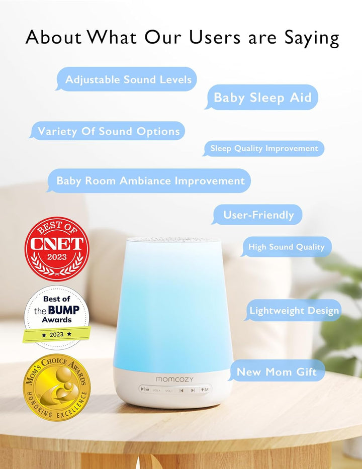 Baby Sound Machine,  White Noise Machine for Baby Sleeping with Night Light, Toddler Sleep Trainer with 34 Soothing Sounds, Timer, App Remote Control, Personal Sleep Routine(White)