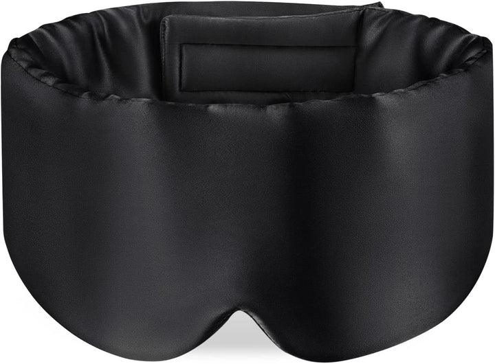 Sleep Mask, 100% Natural Mulberry Silk Eye Mask for Women and Men with Adjustable Strap, Large in Size, Blindfold for All Night Sleep, Black