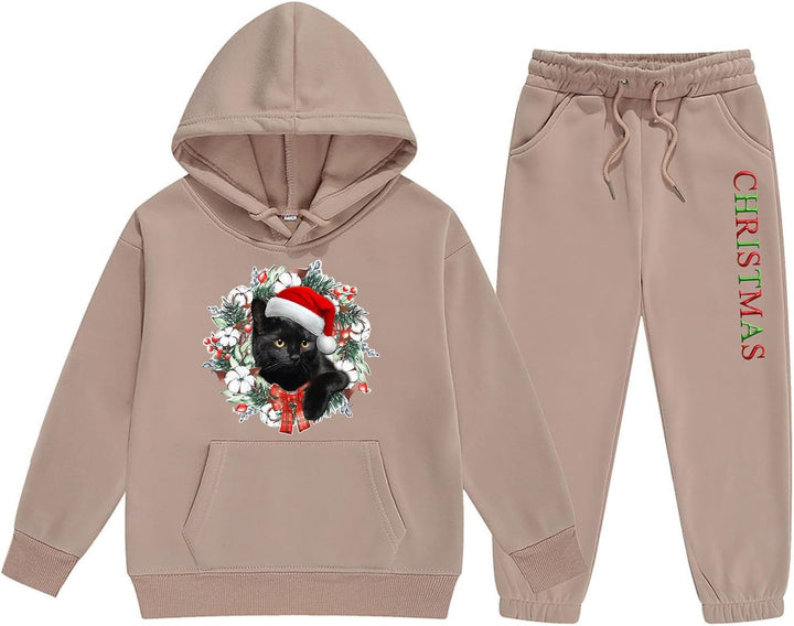 Christmas Reindeer Girls Hoodie Set Children S Two Piece Medium and Small Long Sleeved Sweatpants Christmas Blanket