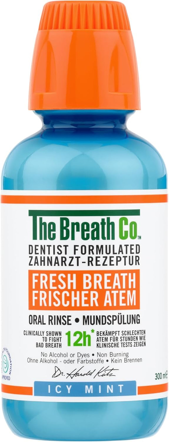 Alcohol Free Mouthwash. Dentist Formulated Oral Rinse for 12 Hours of Fresh Breath, Icy Mint Flavour, 500 Ml