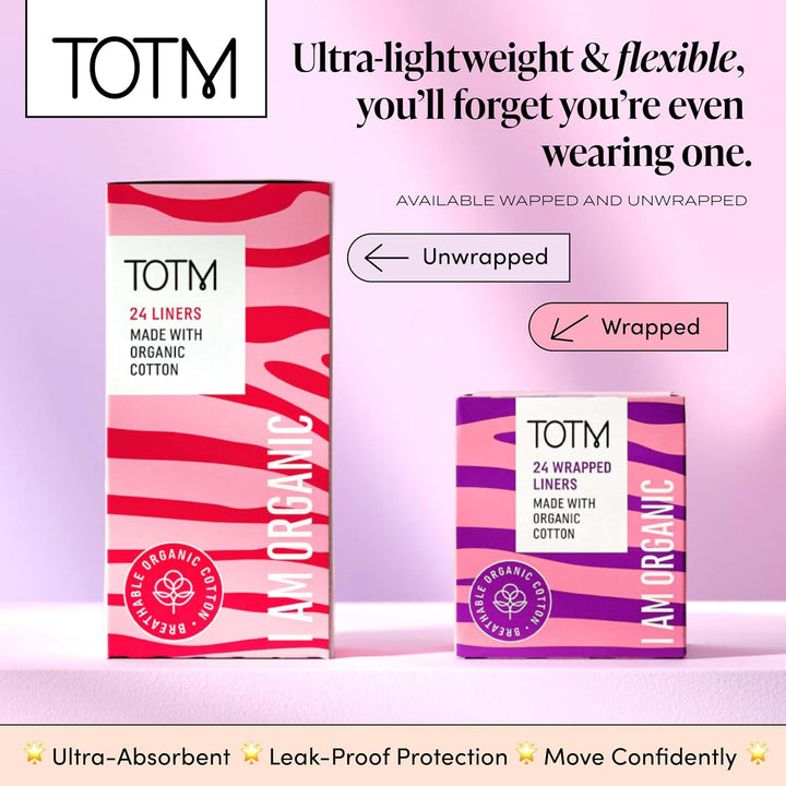 Panty Liners | Certified Organic Cotton | Unwrapped & Less Waste | Naturally Soft, Absorbent & Super Comfy | 24 Liners