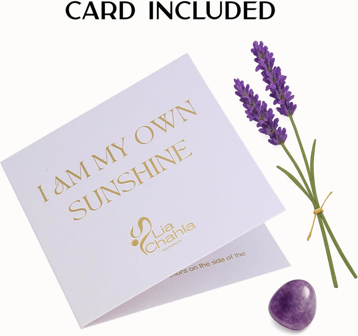 Lavender Soy Candle Gifts for Women | Infused with Amethyst Crystals and Florals | Aromatherapy Spiritual Healing & Anxiety Relief, Christmas Gifts (Lavender/Amethyst, 10 OZ)