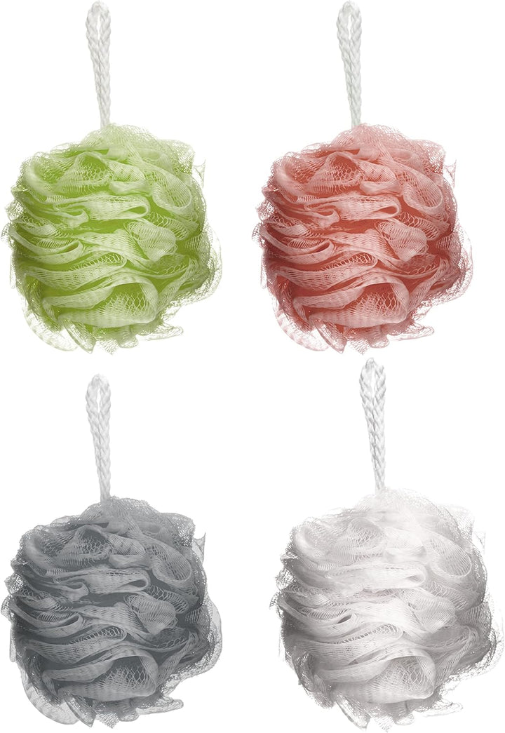Pack of 4 Mesh Exfoliating Bath and Shower Body Puff Sponges