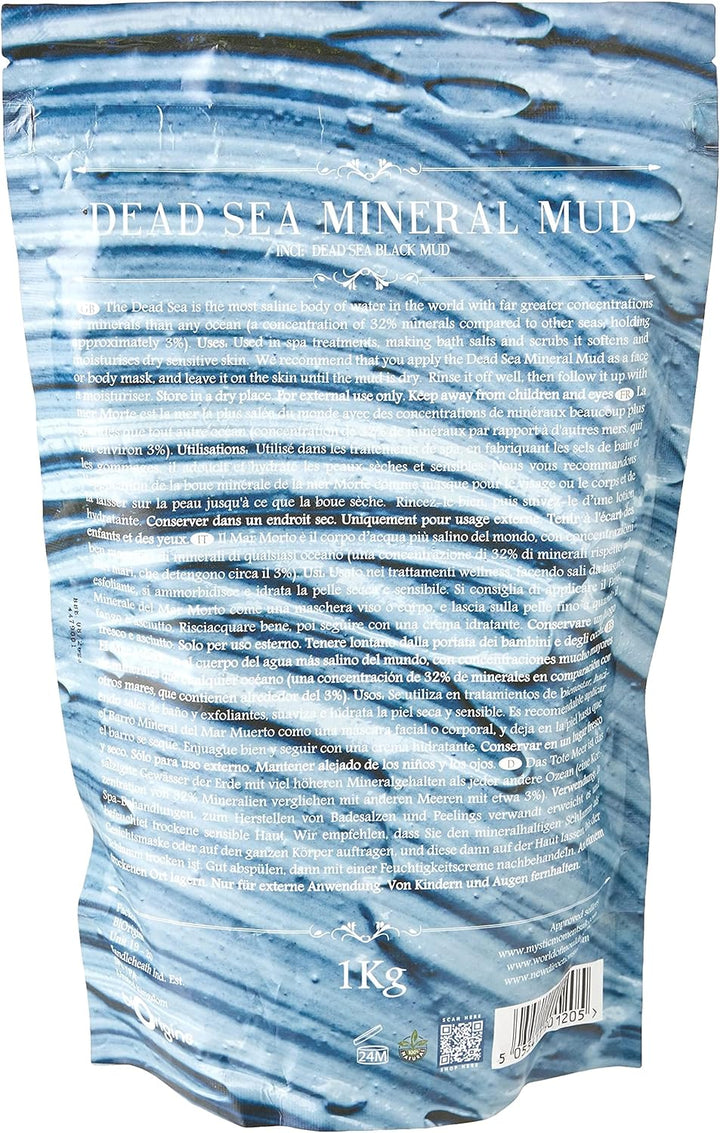 | Dead Sea Mineral Mud | Natural Spa-Grade Raw Material | Rich in Magnesium, Bromides & Potassium | Skin Detox & Moisturising | Ideal for Masks, Scrubs & Spa Treatments | 1Kg
