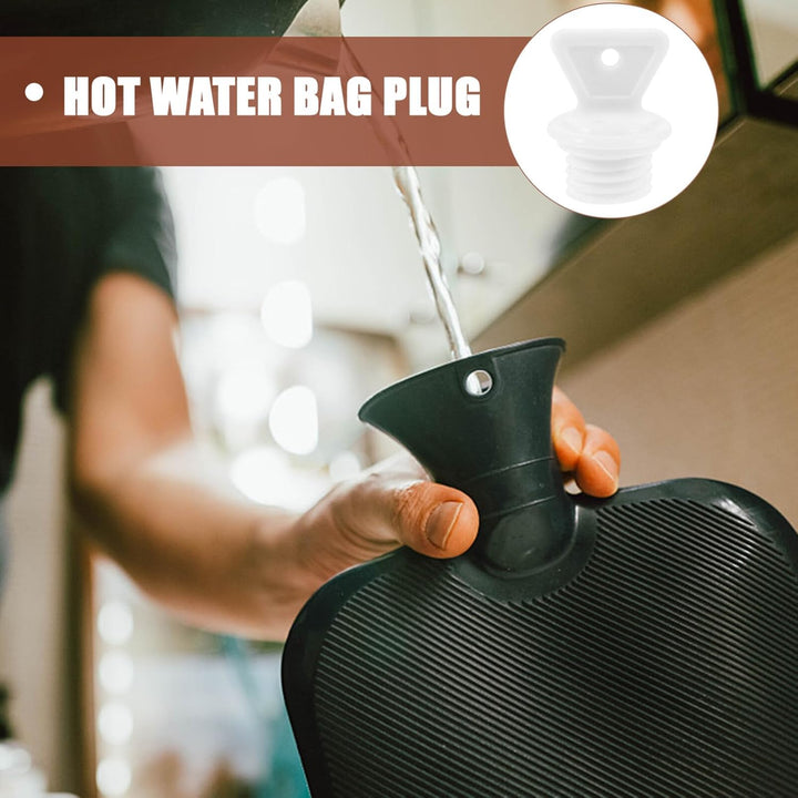 2Pcs Hot Water Bottle Cap, Leakproof Rubber Bottle Plug, Hot Water Bag Cover, Stopper for Water Sack, White