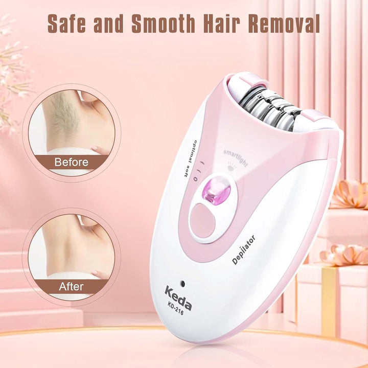 Epilator for Women,2 Speed Electric Epilator, Cordless Rechargeable Hair Removal Device with Led Light for Face Body Armpit Bikini Leg Facial Hair Removal (Pink)