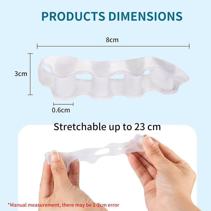 Toe Separator,Gel Toe Spacers for Overlapping Toes-[4 Pcs]-Washable and Reusable Toe Straighteners,Dividers to Correct Bunions,Hammertoes,Relief Restore Feet