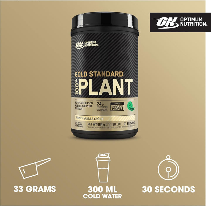Gold Standard 100% Plant Based Protein Powder for Men and Women, Vegan Protein Shake Powder, Post Workout, or Anytime Throughout the Day, Vanilla Flavour, 21 Servings, 684G