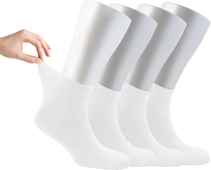 ® Women Loose Diabetic Socks | 4-Pack Neuropathy Ankle Socks for Ladies | Super Soft Eco-Friendly Bamboo Material | Durable with Seamless Toe | Multicolour Patterns | 4 Seasons