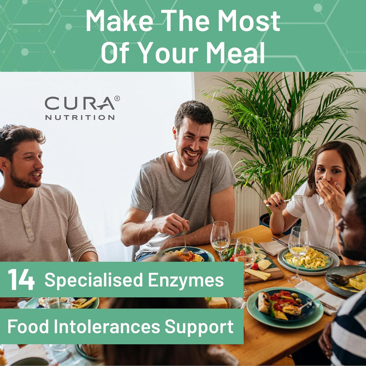 CURAZYME Tolerance (30 Capsules) Food Intolerance Digestive Enzymes Supplement for Gut Health Support, Broad Spectrum Enzyme Complex for Bloating, Heartburn, Digestion Relief, Vegan