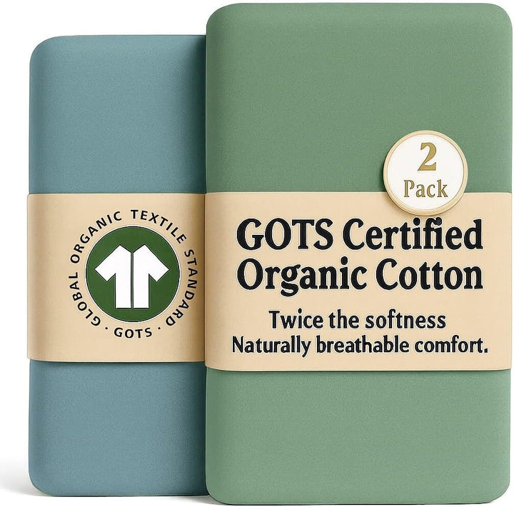 Organic Snuzpod 4 Compatible Crib Sheets - Thickest & Softest 2000GSM GOTS 100% Organic Cotton – Set of 2 Snuzpod Fitted Sheets – Snuzpod 4 Fitted Sheet 40 X 75.5 – Premium Snuzpod Mattress Bedding