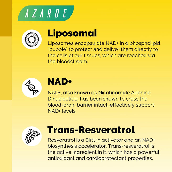 Liposomal NAD+ & Trans-Resveratrol 800Mg Softgels, High Absorption, Actual NAD+ Supplement for Cellular Repair, 60 Softgels (60 Count (Pack of 1))