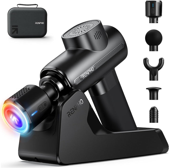 Thermacool Massage Gun Deep Tissue with Heat and Cold Head, Handheld Muscle Massager with Carry Case, Body Masajeadorfor Home Office Workout, Black