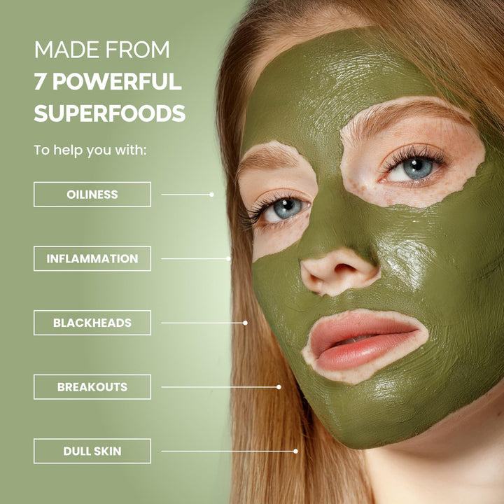 Korean Skincare Face Mask – Organic Clay Mask with Avocado & Green Tea, Vegan & Dermatologically Tested Mud Mask for Face & Body – 100G/3.4 Oz