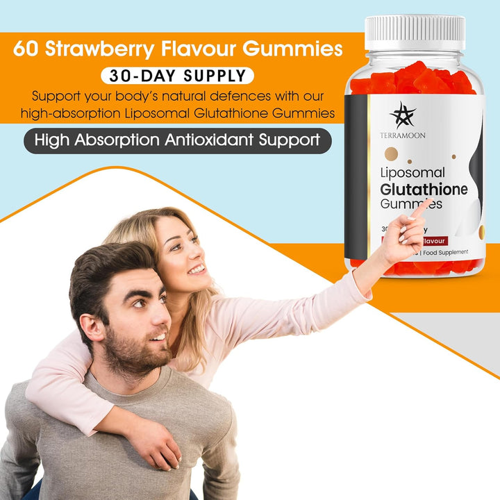 Liposomal Glutathione Gummies, 1350Mg, Reduced, Strawberry Flavour, 60 Gummies, 30 Day Supply, Vegan, Non-Gmo