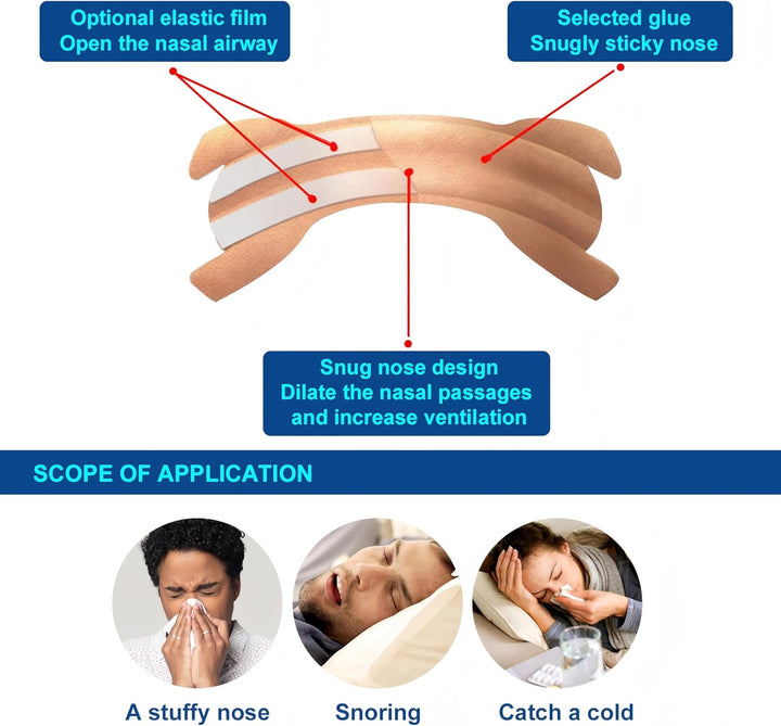Nasal Strips 50 Pieces Nose Strips for Breathing anti Snoring Aids for Men and Women Nose Tape for Sleeping Stop Snoring Aids for Men Women Nose Breathing Strips Drug-Free anti Snoring Devices