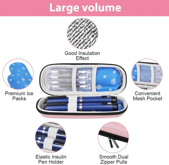 Insulin Cooler Travel Case, Medicine Cooler for Travel Insulin Case with 2 Ice Pack, Diabetic Supplies Insulin Pen Case, Diabetic Small Storage Travel Pack, Portable Insulin Travel Case