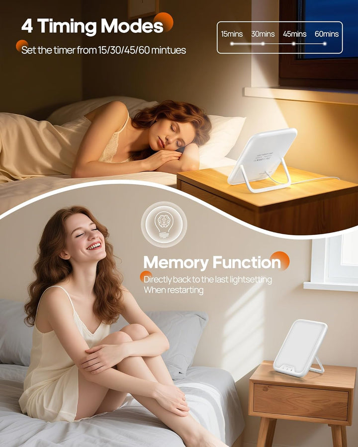 SAD Lamp, 10000 Lux Light Therapy Lamp for Depression, Sad Light Uv-Free with 3 Colors Temperature, Stepless Brightness, 4 Timer Setting, Daylight Lamp Portable Light Therapy Box for a Happy Mood