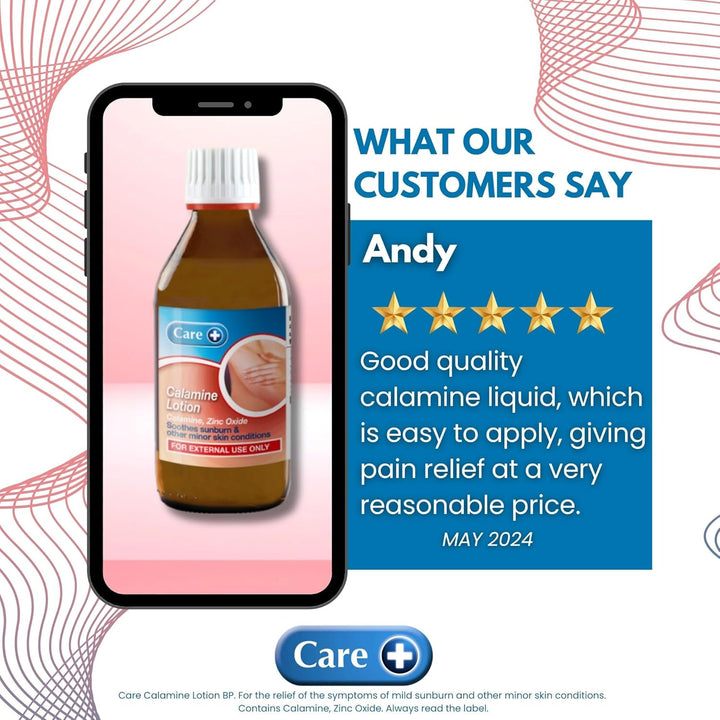 Calamine Lotion 200Ml, Mild Antiseptic and Astringent, Relieves Symptoms of Suburn and Minor Skin Conditions, Soothes Eczema, Rashes and Chickenpox