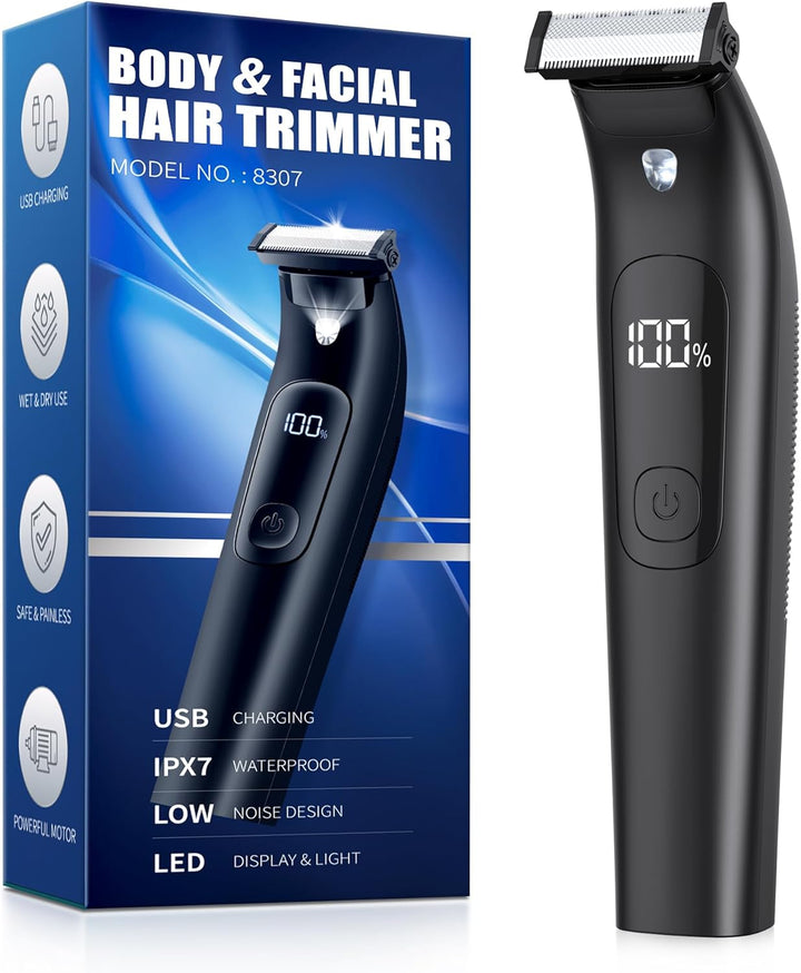 Manscape Body Trimmer Men 3 in 1, Pubic & Ball Trimmer Man IPX7 Waterproof, Rechargeable Body Shavers for Men with 2 Combs, Painless Nose Hairs Trimmer for Man,Wet & Dry
