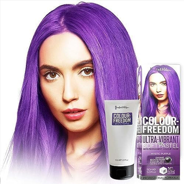 Colour-Freedom 150Ml Mystic Purple Semi-Permanent Hair Colour - Ultra-Vibrant Vegan Friendly Colour Mask with Shine Booster Complex - Ammonia Free Colour Lasts up to 6-10 Washes
