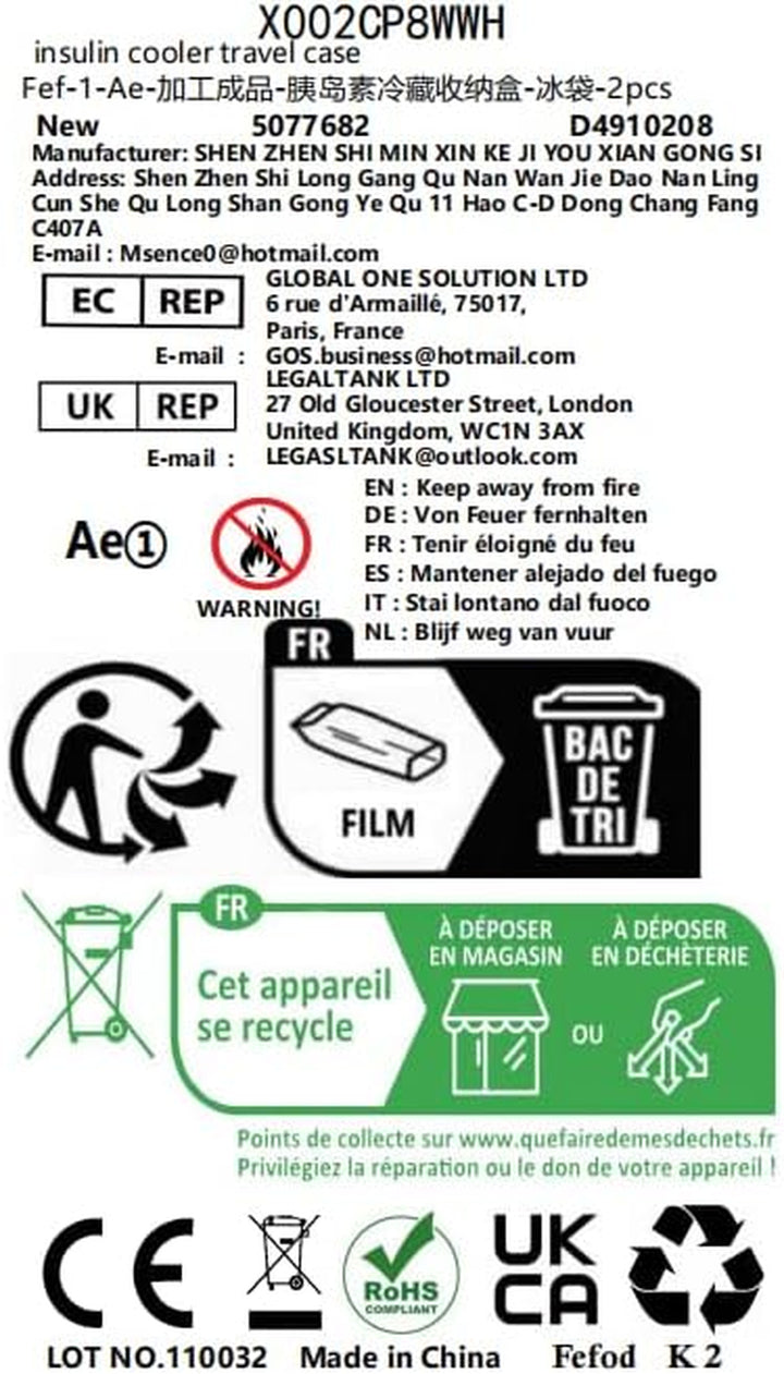 Insulin Cooler Ice Pack, 2 Pack Reusable Ice Packs Medicine Cool Bag, Cooling Gel Pack for Insulin Cool, Ice Packs for Diabetic Insulin Cooler Travel Case and Travel Medication Coolers