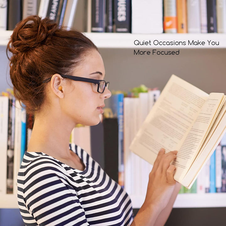 Soft Foam Ear Plugs with Aluminum Carry Case, 60 Pairs - 38Db Noise Reduction Sponge Earplugs Noise Cancelling Ear Plugs for Sleeping, Travel, Concerts, Studying, Work, Loud Noise (Orange)