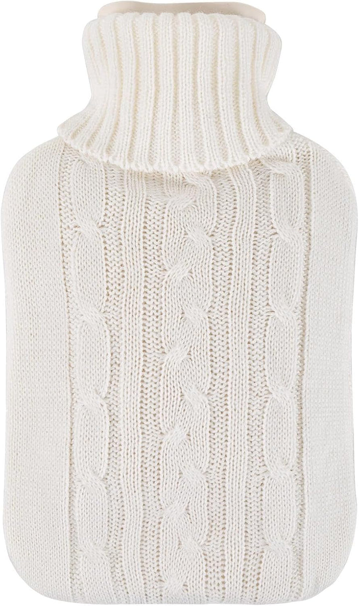 Large 2L Hot Water Bottle with Plush Cover & Bobble - Durable, Washable Heating Pad for Body Pain Relief & Cosy Nights - Perfect for Aches, Pains, and Thoughtful Gifts (Black Plush)