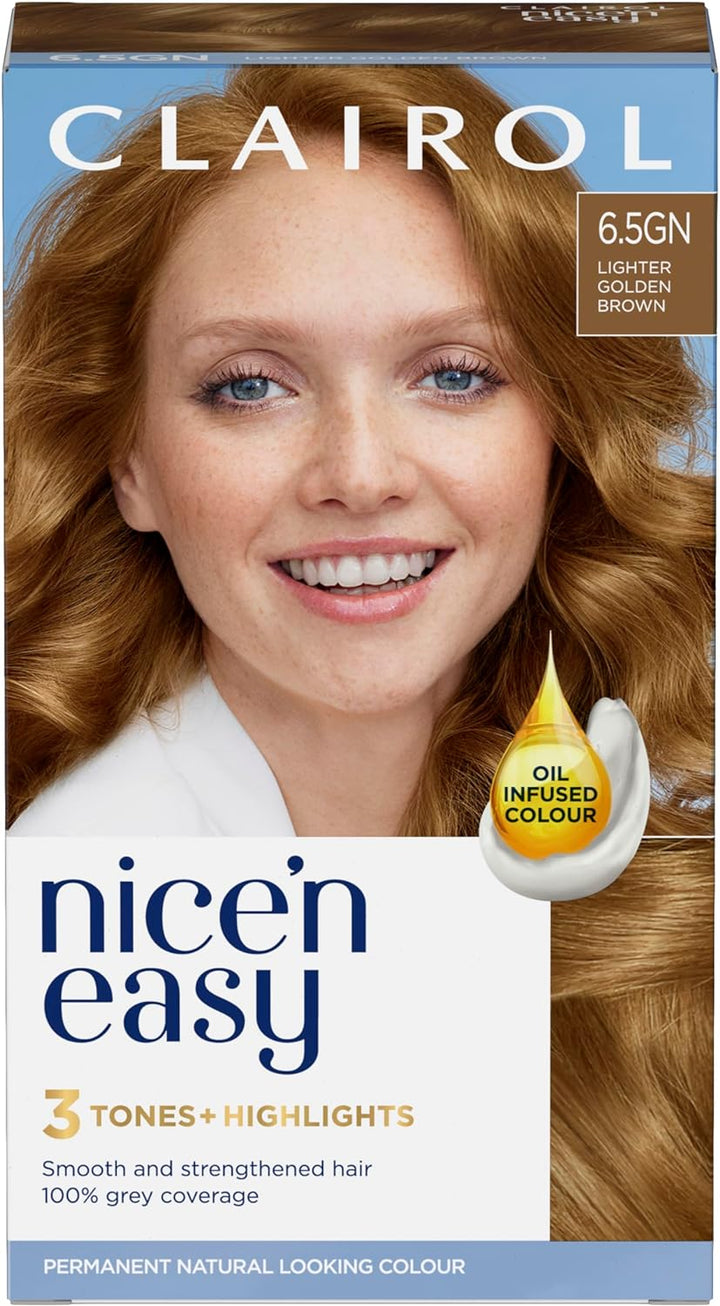 Nice'N Easy Crème, Natural Looking Oil Infused Permanent Hair Dye, 6R Light Auburn, Packaging May Vary