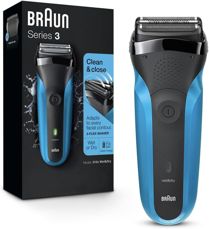 Series 3 Proskin Electric Shaver, Rechargeable and Cordless Wet & Dry Electric Razor for Men with Pop up Precision Trimmer, 3040Si, Black/Blue