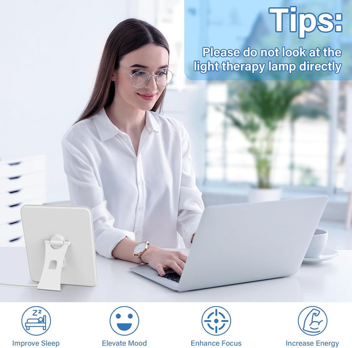 SAD Lamp, 15000 Lux Light Therapy Lamp Uv-Free, Natural Sunlight Lamp SAD Light with 3 Color Temperature 5 Brightness Levels 6 Timer, 180° Stand, Touch Control & Memory Function for Home,Office