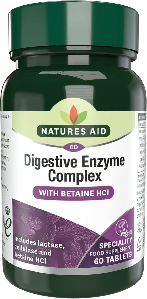 Digestive Enzyme Complex – Supports Digestion, Bloating & Discomfort Relief and Nutrient Absorption – Betaine Hcl - Vegan, Vegetarian, Non-Gmo – 60 Tablets