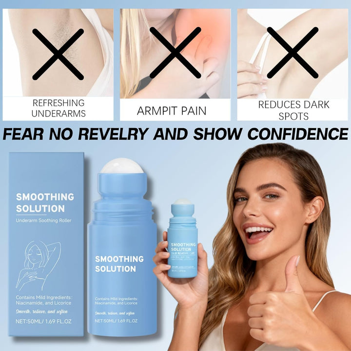 2 Pcs Smoothing Solution Ingrown Hair Treatment,Razor Bumps Treatment for Women Underarm,After Shave Soothing Roll-On Serum,Gently Clean Armpits Moisturizing and Skin Soothing Serum,Shaving Oil Women