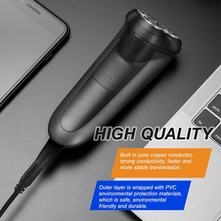 7Pcs Universal Electric Shaver Charger Kit,Usb Power Adapter Cord Replacement with 6Pcs Heads,Suitable for Electric Hair Clippers,Beard Trimmers,Shavers,Beauty Instruments,Bathroom&Travel Essential,5V