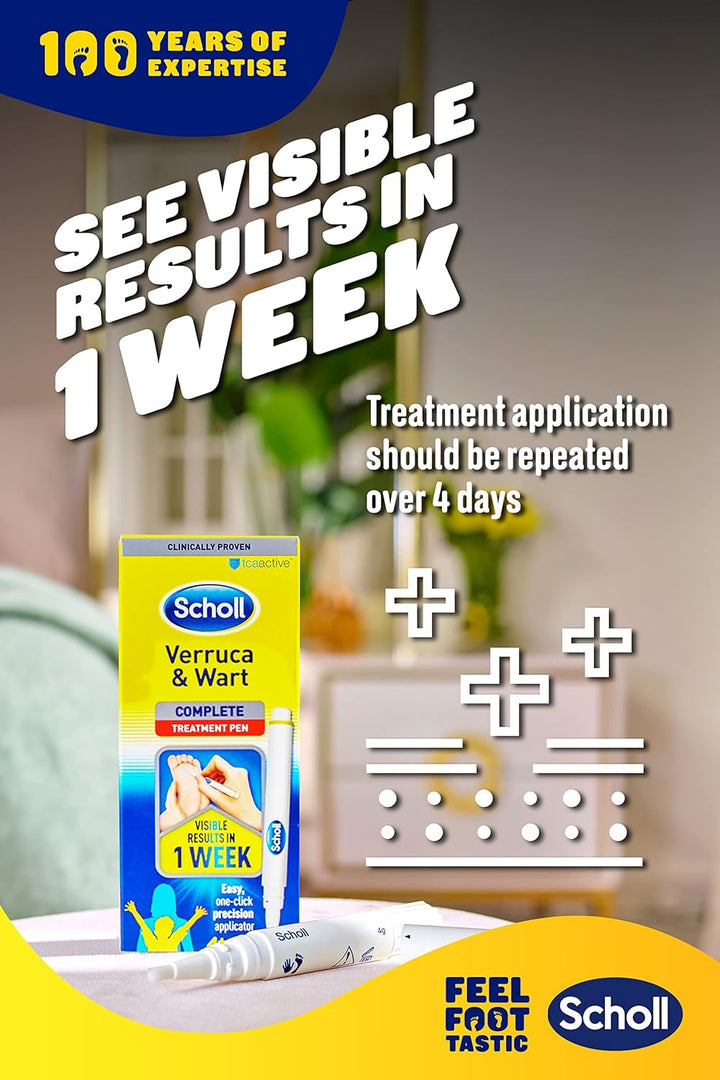 Dr. Scholl’S Verruca Treatment and Wart Remover Pen - Visible Results in 1 Week, Precision Tip for Removal of Warts & Verrucas on Hands & Feet, Suitable for Kids 4+, Easy Use 1-Click Applicator