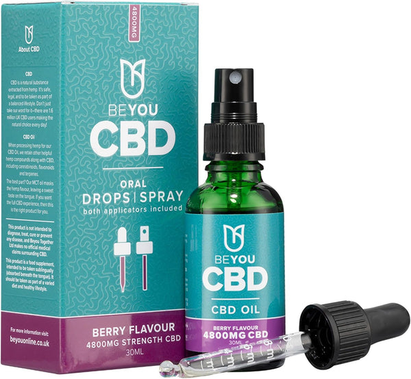 CBD Oil - 4800Mg CBD Drops & Spray - High Strength CBD with MCT Oil - Lab Tested, No THC - Berry Flavour - 30Ml - Soothes Stress, Anxiety, Sleep, Aches & Pains