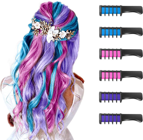 Hair Chalk for Kids Girls,  Temporary Hair Color Dye for Kids Gifts for Girls Age 6 7 8-12+Colour Hairspray for Birthday St. Patrick'S Day Children'S Day Halloween Christmas(Blue&Pink&Purple)
