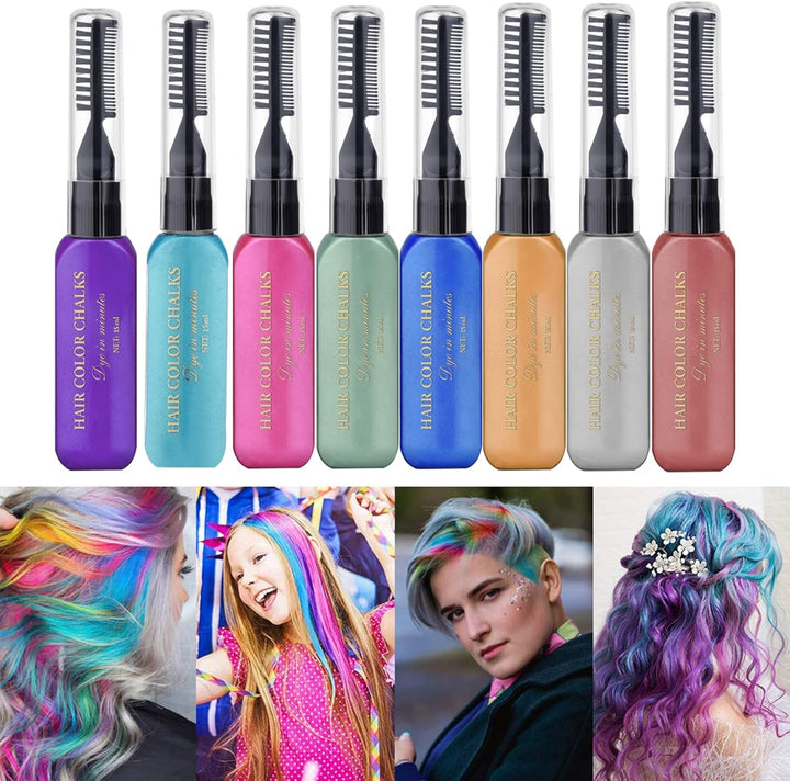 Hair Chalks for Girls, 8 Coloured Hair Dye Temporary, Washable Hair Spray Colour for Kids Men and Woman