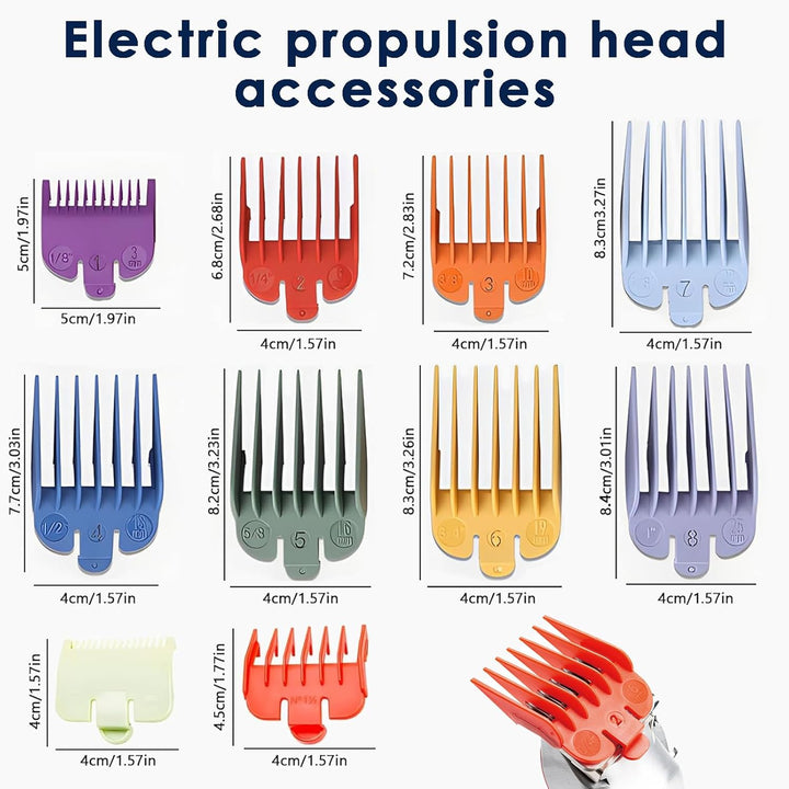 11Pcs Fade Guide, Hair Cutting Tool, Clipper Guards for Men with Blue Silicone Band, Multiple Sizes for Professional/Home Haircuts, Styling & Grooming Accessories