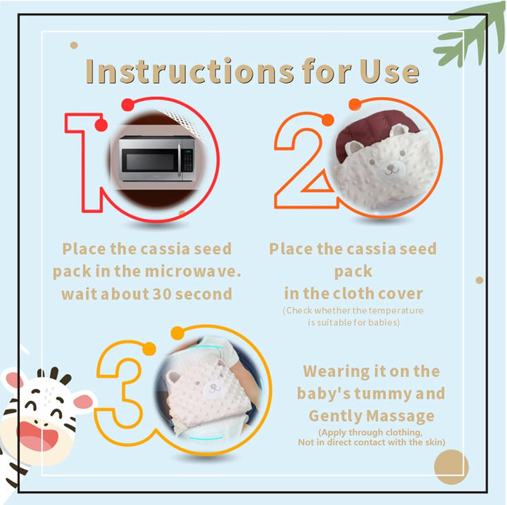 Baby Colic and Gas Relief - Cassia Seed Heated Tummy Wrap,Baby Heating Pad Swaddle Belt Relieves and Soothes Gas,Bloating and Upset Stomach (Beige)