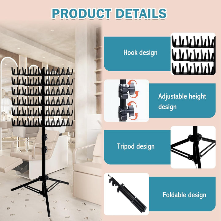 Braiding Hair Rack,Braiding Racks,Hair Extension Holder with 144 Pegs,Adjustable Braiding Hairs Stand for Hair Braiding Rack with Stylist Hair Braiding Tools for Salon Home Use