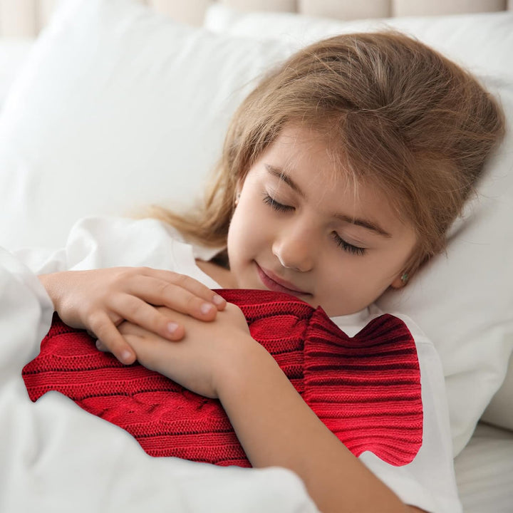 Red Knitted Hot Water Bottle Cover – Gifts for Men Women & Kids – Pain Relief Pad & Warmer for the Cold - Warm Body Back Neck Feet Hands – Fits 2 Litre Bottles Cover ONLY (Bag Not Included)…