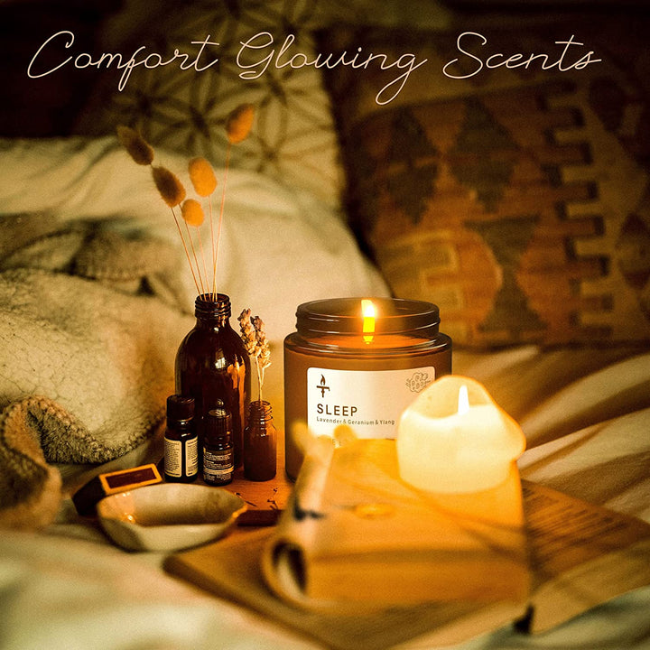 Sleep Candles Gifts for Women & Men – Lavender Scented Candles Gift Set for Anxiety, Lavender Promotes Sleep, Chamomile Relieves Stress, Relaxation/Birthday Gifts for Women