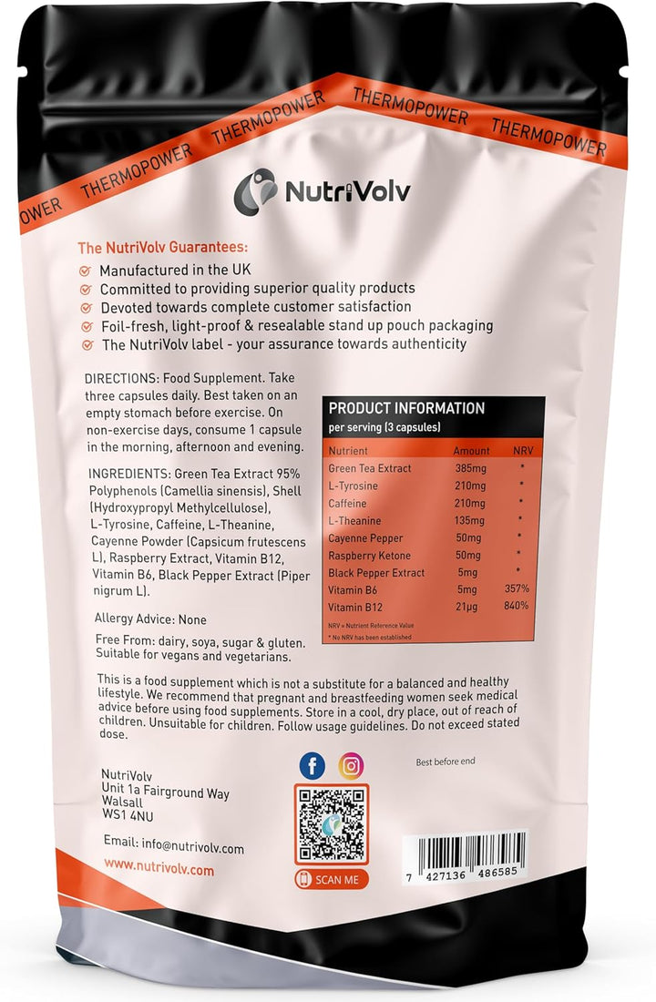 Thermopower 1000Mg | Thermogenic Fat Burner Increased Energy & Boost Performance | 60 Capsules