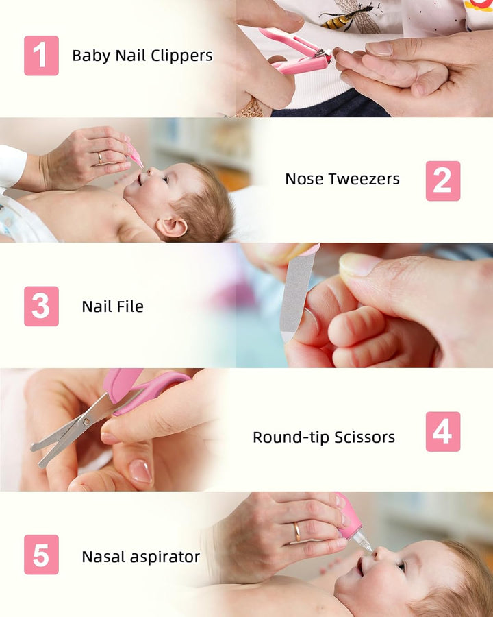 Baby Healthcare and Grooming Kit,  Nursery Care Kit, Newborn Safety Health Care Set with Hair Brush,Comb,Nail Clippers and More for Newborn Infant Toddlers Baby Boys