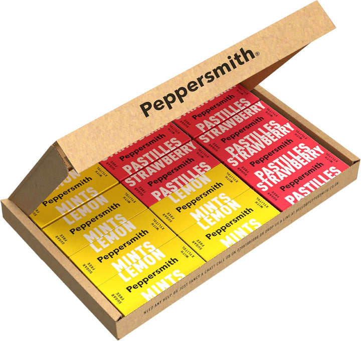 - British Peppermint Mints - 100% Plant Based Xylitol - Breath Freshener - Sugar Free Mints - Benefits Oral Health - Pocket Packs - 12X15G