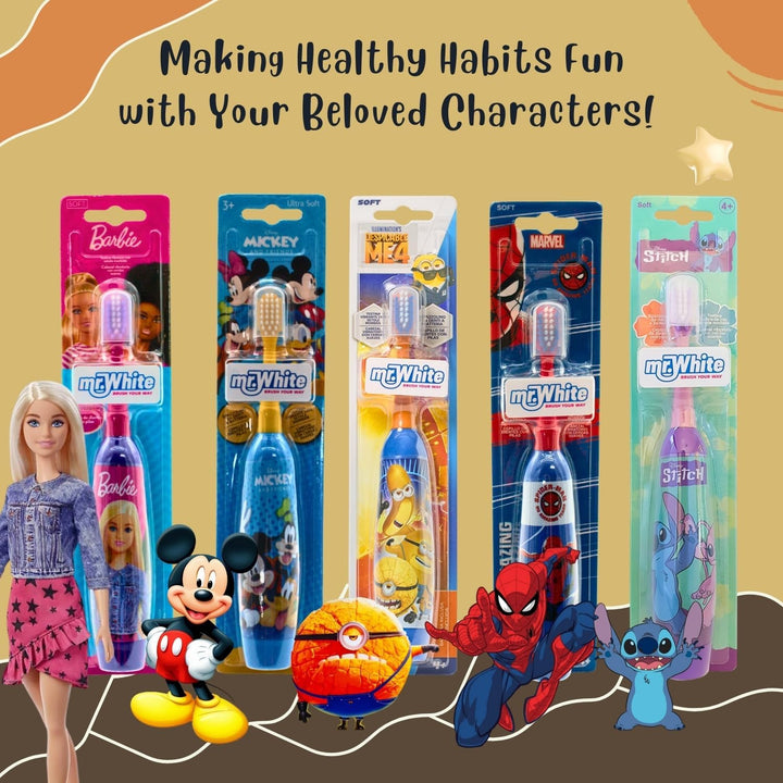 Minions Battery Powered Electric Toothbrush for Kids – Soft Rounded Bristles, Enhanced Vibration, Protection Cap & Battery Included | Gentle & Fun Oral Care for Children Ages 4+