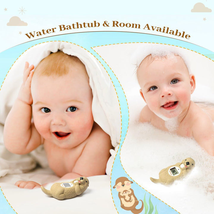 Baby Bath Thermometer, Toddlers Floating Bath Toy, Bathtub Thermometer, at Fahrenheit and Celsius Degree - Light Brown Otter